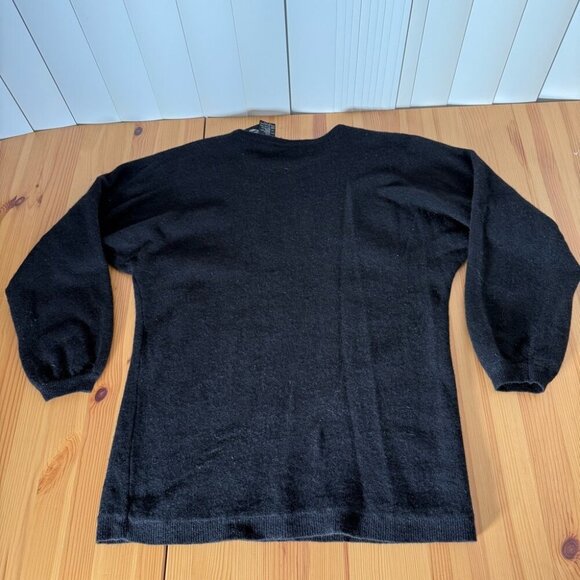 Vintage Oleg Cassini Black Lion Sequin Sweater Angora Lambswool Artsy L - Picture 7 of 10